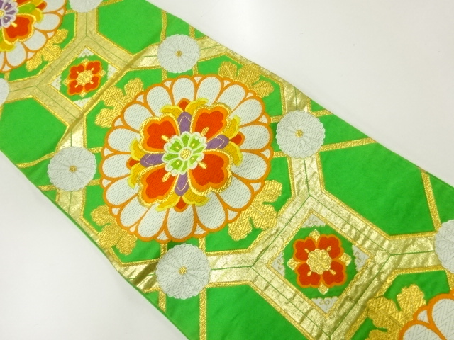 アンティーク　花蜀江文織出し袋帯（材料）